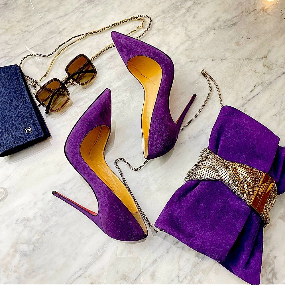 Christian Louboutin Purple Suede Pointed-Toe Stiletto Heels